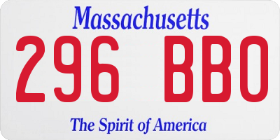 MA license plate 296BB0