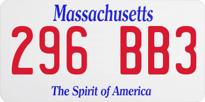 MA license plate 296BB3