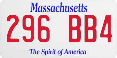 MA license plate 296BB4