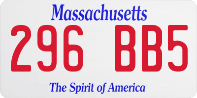 MA license plate 296BB5