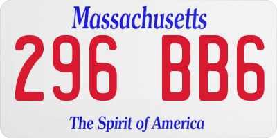 MA license plate 296BB6