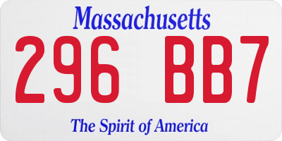MA license plate 296BB7