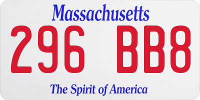 MA license plate 296BB8
