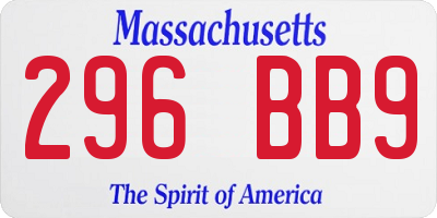MA license plate 296BB9