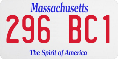 MA license plate 296BC1