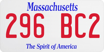 MA license plate 296BC2