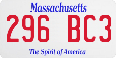 MA license plate 296BC3