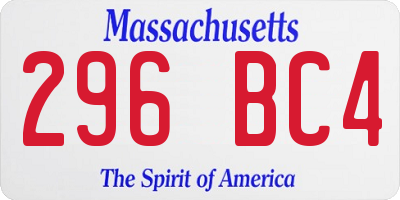 MA license plate 296BC4