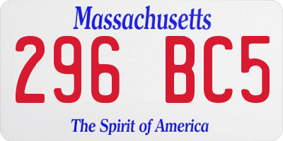 MA license plate 296BC5