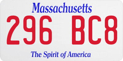 MA license plate 296BC8