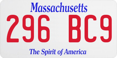 MA license plate 296BC9