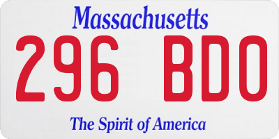 MA license plate 296BD0