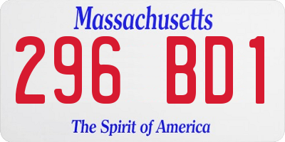 MA license plate 296BD1