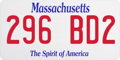 MA license plate 296BD2