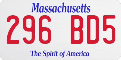 MA license plate 296BD5