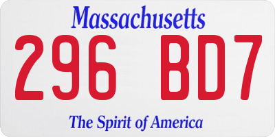 MA license plate 296BD7