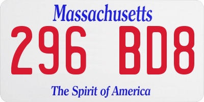 MA license plate 296BD8