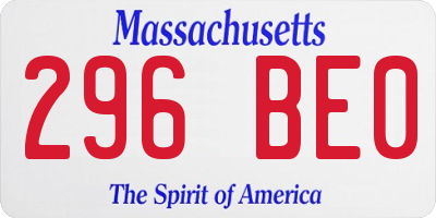 MA license plate 296BE0
