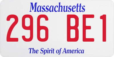 MA license plate 296BE1