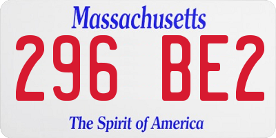 MA license plate 296BE2