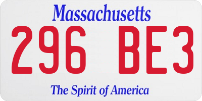 MA license plate 296BE3