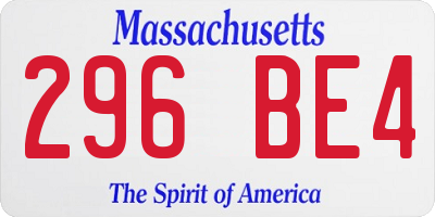 MA license plate 296BE4