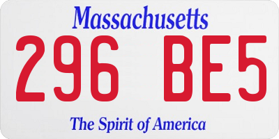 MA license plate 296BE5
