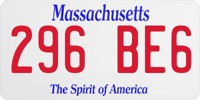 MA license plate 296BE6
