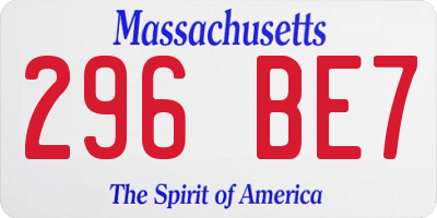 MA license plate 296BE7
