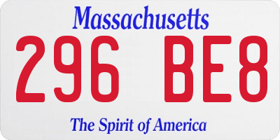 MA license plate 296BE8