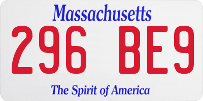 MA license plate 296BE9