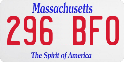 MA license plate 296BF0