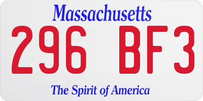 MA license plate 296BF3