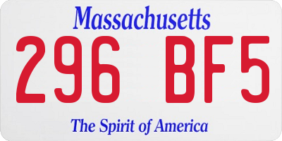 MA license plate 296BF5