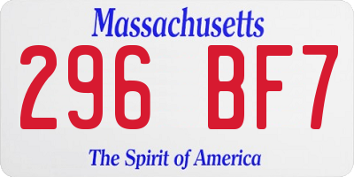 MA license plate 296BF7