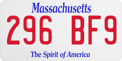 MA license plate 296BF9