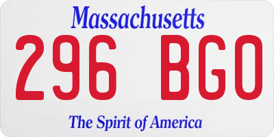 MA license plate 296BG0