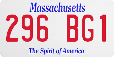 MA license plate 296BG1