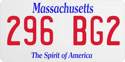 MA license plate 296BG2