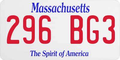 MA license plate 296BG3