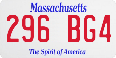 MA license plate 296BG4