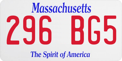 MA license plate 296BG5
