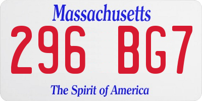 MA license plate 296BG7