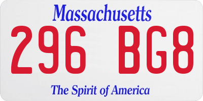 MA license plate 296BG8