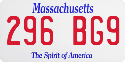 MA license plate 296BG9