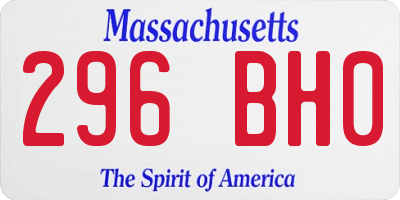 MA license plate 296BH0