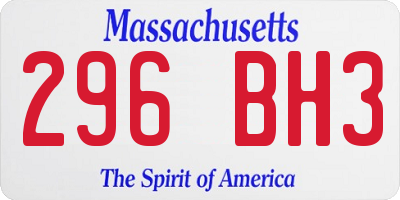 MA license plate 296BH3