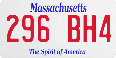 MA license plate 296BH4