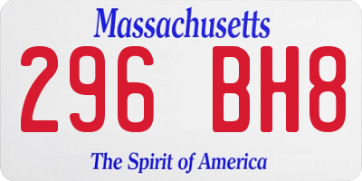 MA license plate 296BH8