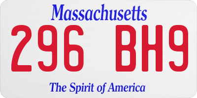 MA license plate 296BH9